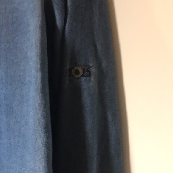 Terre Bleue top size Large button down long tab sleeves blue fisherman western - Picture 9 of 12